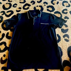 Mens Jeff brand black polo shirt with white trim size large great condition